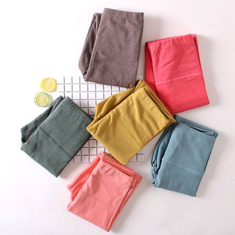 Mùa thu và mùa đông len kéo quần ấm áp cotton nữ cộng với nhung mùa thu quần đơn mảnh dày đến đầu gối legging eo cao - Quần nóng lên quần legging cho bé gái