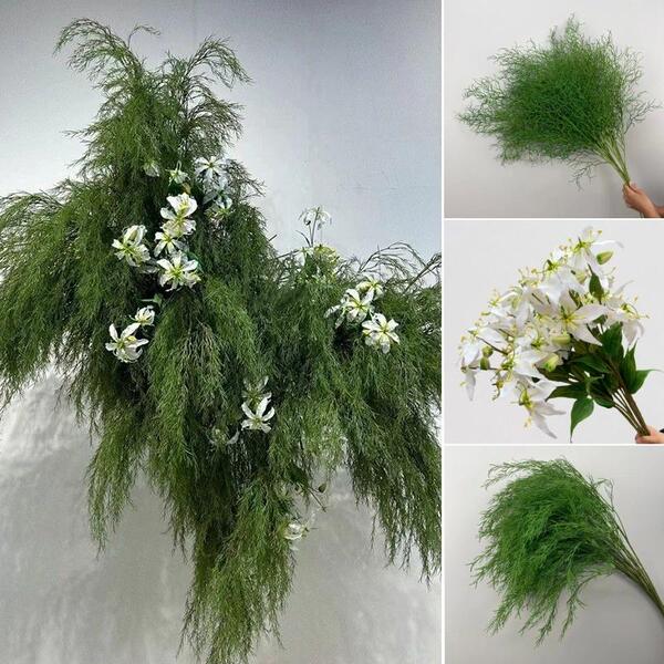 Artificial Green Plant Reed Grass Willow Grass Wedding Background Floral Window Landscape White Green Mori Style Wedding Celebration Decoration Flower Arrangement