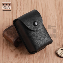 Leather Folding Presbynacle Spectacle Case Leather Portable Carbox Black Portable Hanging Wearbox Leather Case