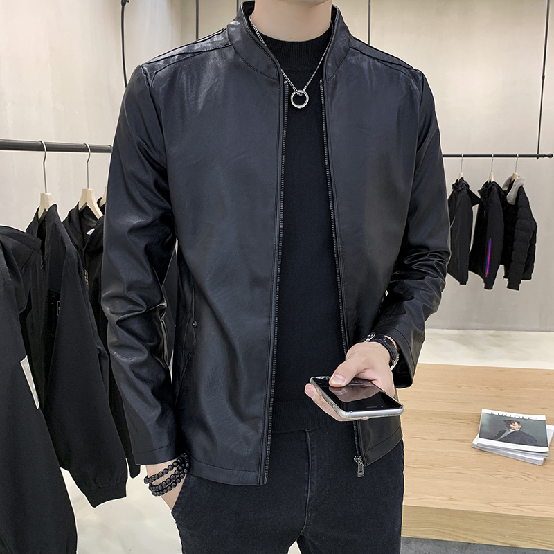 2019新款秋冬季皮衣男夹克机车服立领PU皮外套男士修身韩版潮流