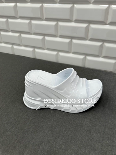 Givenchy, тапочки на платформе, высокие резиновые многоцветные слайдеры