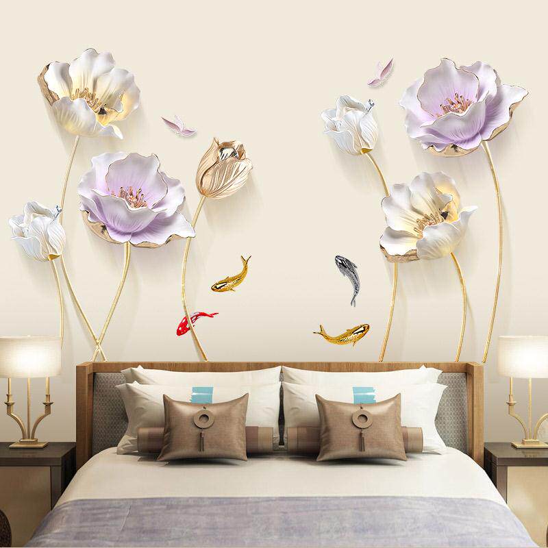 Headboard Stickler Room Decoration Living Room Creative Wallpaper Sticker Bedroom Cozy Wallpaper Self-Glued Solid Feel Wall Sticker