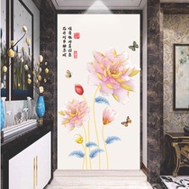 3D three-dimensional Lotus wall sticker bedroom room decoration sticker living room entrance background wall sticker wallpaper self-adhesive wallpaper