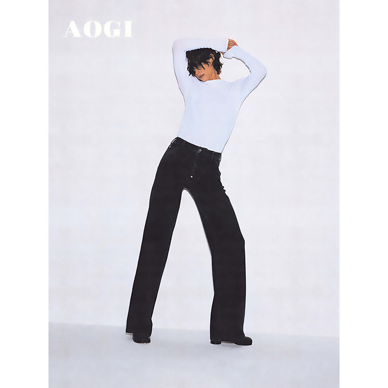 Aogi 05 Dark-Colored Fitted Stretchy Modeling Jeans for Women
