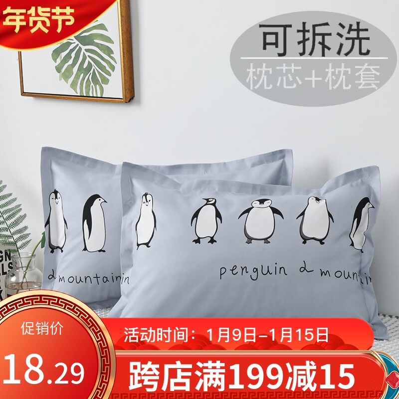 Single female student dormitory special pillow male summer couple pair live School pillow pillow case Summer cute child
