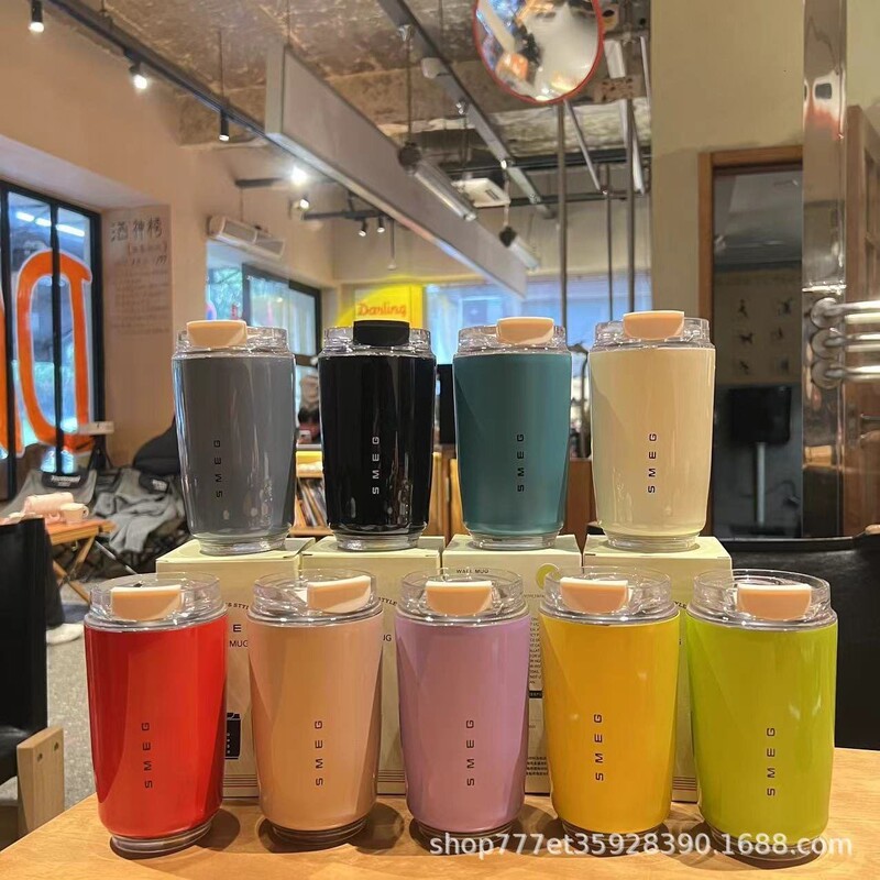 Smeg 304 Stainless Steel High-Quality ins Style Coffee Cup Thermos Portable Cup Smeg Smeg Portable