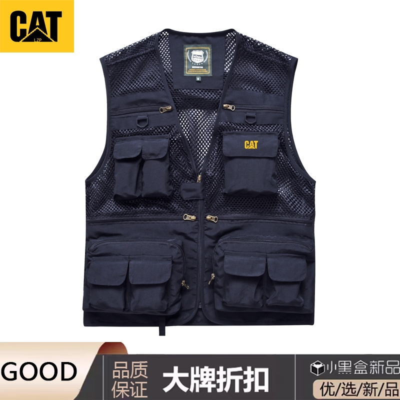 Catlzp Men's Multi-Pocket Summer Mesh Vest Rescue Volunteer Thin Breathable Fishing Jacket