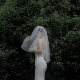 WHITEFANGLE Oxygen Bride Plain Style Medium Short Veil Fresh Forest Style Travel Photography Transparent