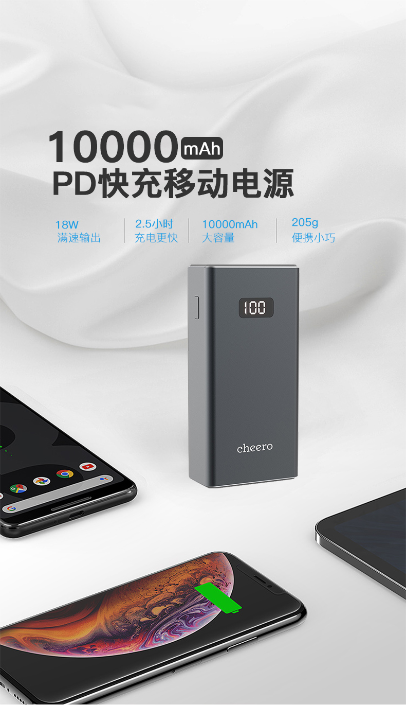 cheero Power Plus 5 10000mAh with Power Delivery 18W (Metallic)
