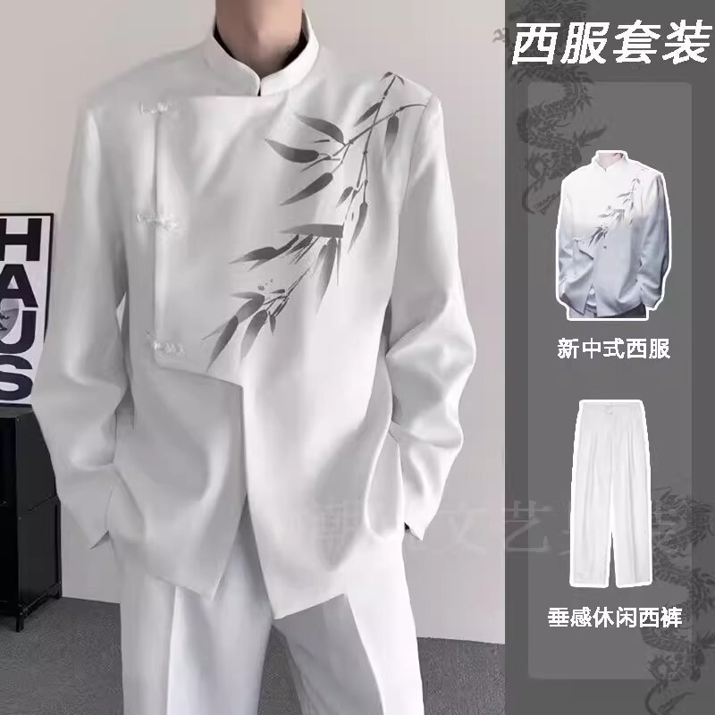 High-End Street-Style Suit for Men, Japanese Dk Uniform Set, Cool White Blazer, College Style Two-Piece Set High-End Street-Style Suit for Men, Japanese Dk Uniform Set, Cool White Blazer, College Style Two-Piece Set