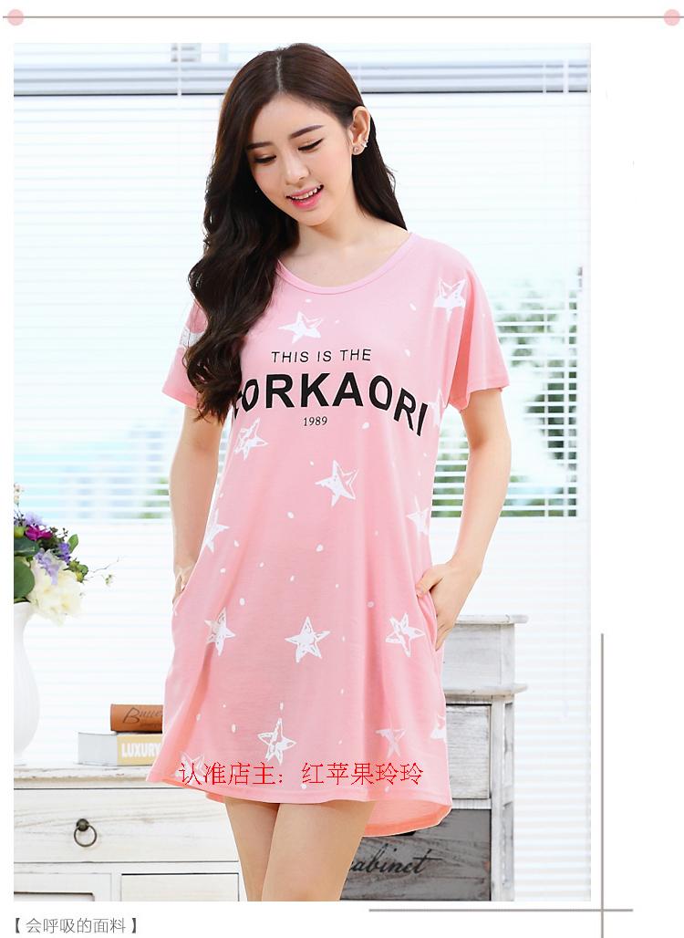 Mùa hè mới ngắn tay cotton đêm váy nữ mùa hè XL cô gái váy ngủ lỏng lẻo phụ nữ mùa thu dịch vụ nhà váy ngủ mùa đông