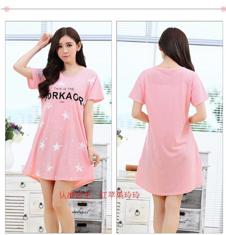 Mùa hè mới ngắn tay cotton đêm váy nữ mùa hè XL cô gái váy ngủ lỏng lẻo phụ nữ mùa thu dịch vụ nhà váy ngủ mùa đông