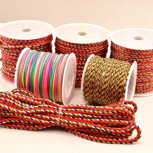 Пятицветная нить своими руками пятицветная красная веревка плетеная пятицветная красная веревка Фестиваль лодок-драконов пятицветная нить плетеное ручное ожерелье нить с ромбовидным бисером пятицветная веревка