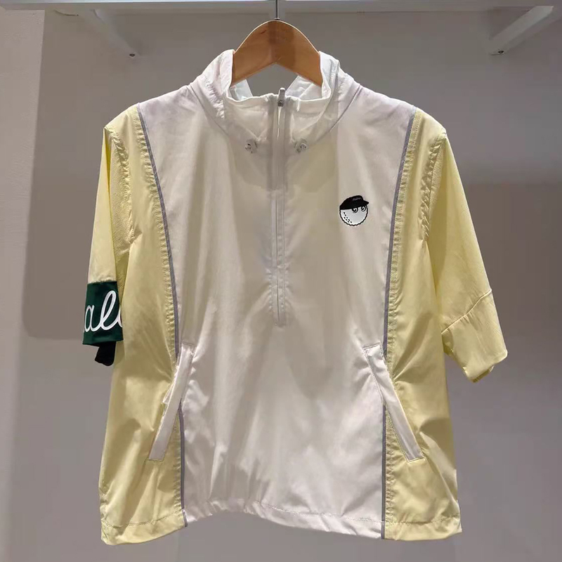 Korean Style Golf Clothing Women's Stand-Up Collar Casual Outdoor Sports Top 26 Summer New Style Windbreaker Short-Sleeved T-Shirt