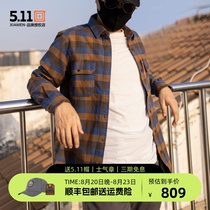 5 11 autumn and winter mens long-sleeved shirt 511 outdoor pure cotton thickened warm and breathable plaid shirt 72532