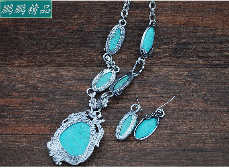 Ожерелье women vintage turquoise necklace earrings set of four Other