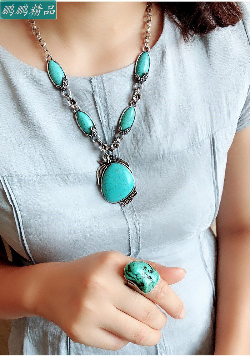 Ожерелье women vintage turquoise necklace earrings set of four Other