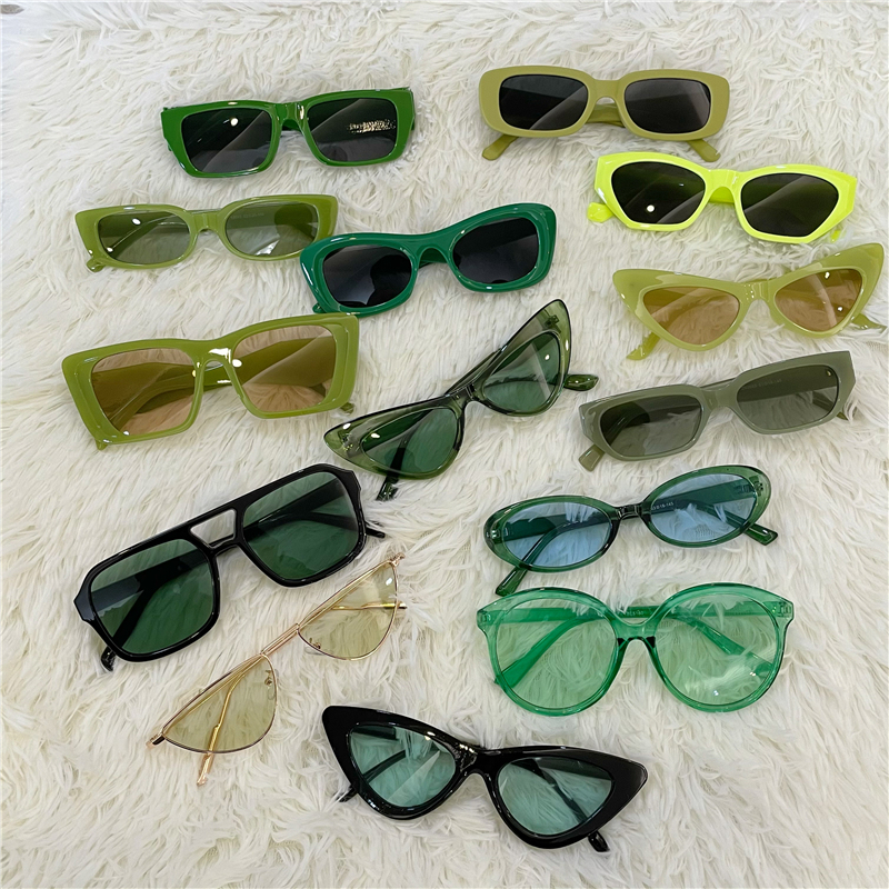 Dopamine Green Sunglasses for Women, Slimming Cat-Eye Square Frame Sunglasses, Internet Celebrity Street Style, Uv Protection, Sun Protection Glasses Dopamine Green Sunglasses for Women, Slimming Cat-Eye Square Frame Sunglasses, Internet Celebrity Street Style, Uv Protection, Sun Protection Glasses