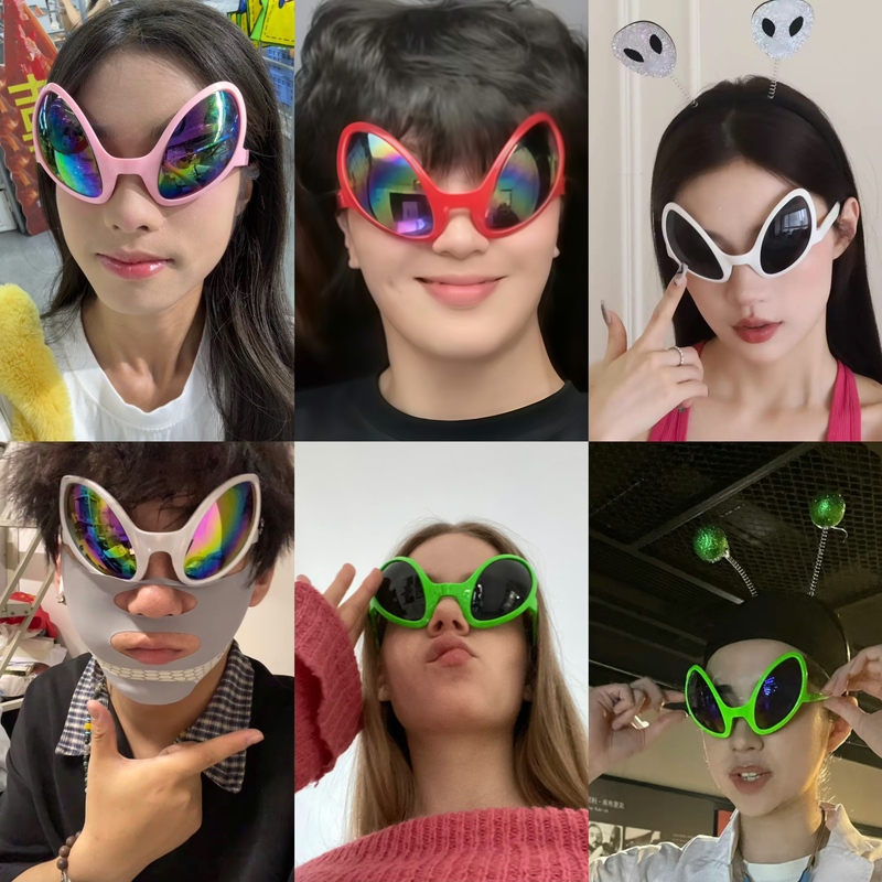 Personalized Alien Headband Green Funny Sunglasses Unisex Party Sunglasses Futuristic Glasses Personalized Alien Headband Green Funny Sunglasses Unisex Party Sunglasses Futuristic Glasses