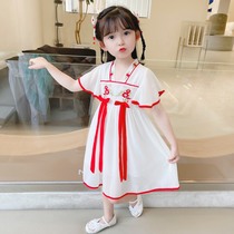 Hanfu Girls Summer Dress Dress China Wind Super Fairy Dress 2022 New Children Princess Nepotism Skirt Baby Snowspun Dress