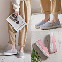 Spring and summer old Beijing cloth shoes women Korean version of a pedal canvas shoes women thick-soled cotton linen shoes non-slip flat shoes