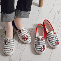 19 New old Beijing cloth shoes women Korean version of a pedal canvas shoes women thick-soled flat shoes casual shoes