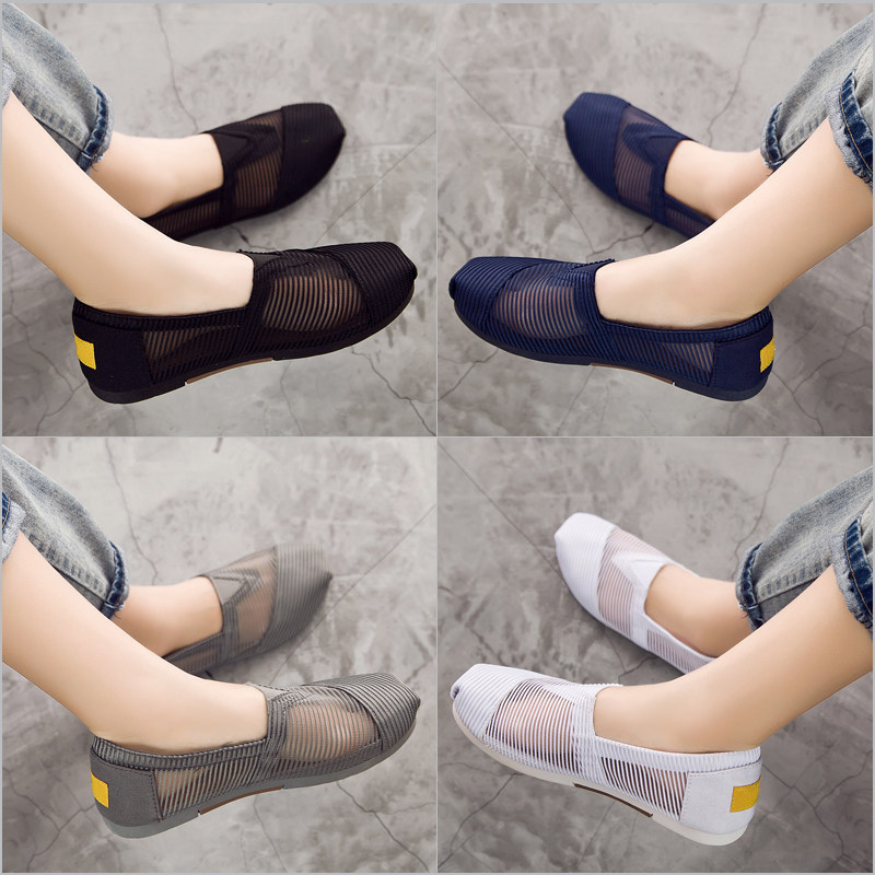 Old Beijing Cloth Shoes Woman to Work New 100 Hitch Flat-bottomed Sloth Shoes Women One Foot foot Breathable Cloth Shoes Schoolgirl Korean version