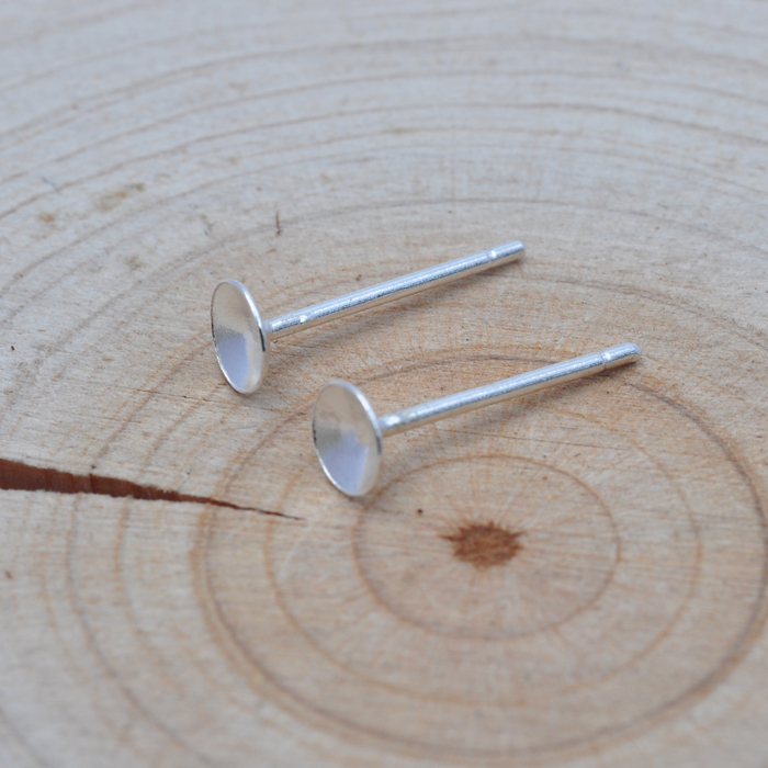 S925 Silver DIY Jewelry Material No Needle Accessories Silver Flat Bottom Ear Pins Ear Pin Support