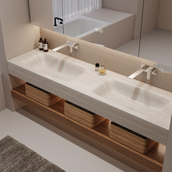 2025 Cream Style Smart Bathroom Cabinet Combination Bathroom Ceramic Integrated Basin Washbasin Hand Wash Basin Countertop Basin