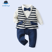 2020 Baby and Toddler Pure Cotton Marina Boy Clothes Warm and Autumn Year Century Full Moon Gentleman Concord Clothes