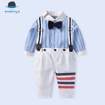 2022 New cotton baby boy gentleman British wind wear pants dress birthday suit handsome
