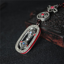 Tibetan straight hair enamel color seven-strand vajra pendant Tibetan six-character truth national style car pendant package waist hanging