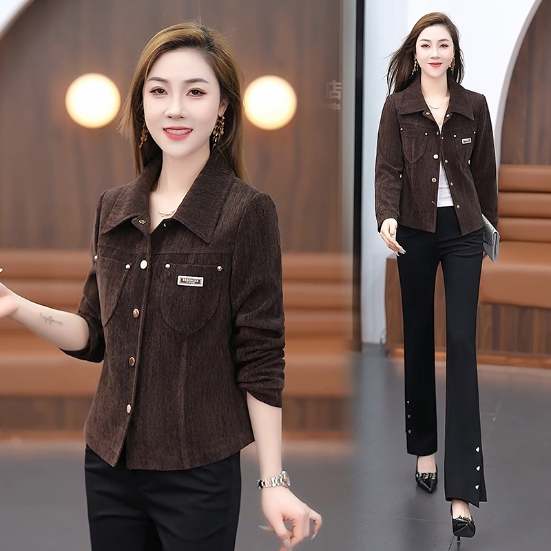 Short Corduroy Jacket for Petite Women, 2026 Spring New Style, Slimming and Height-Enhancing Blazer with Lapel