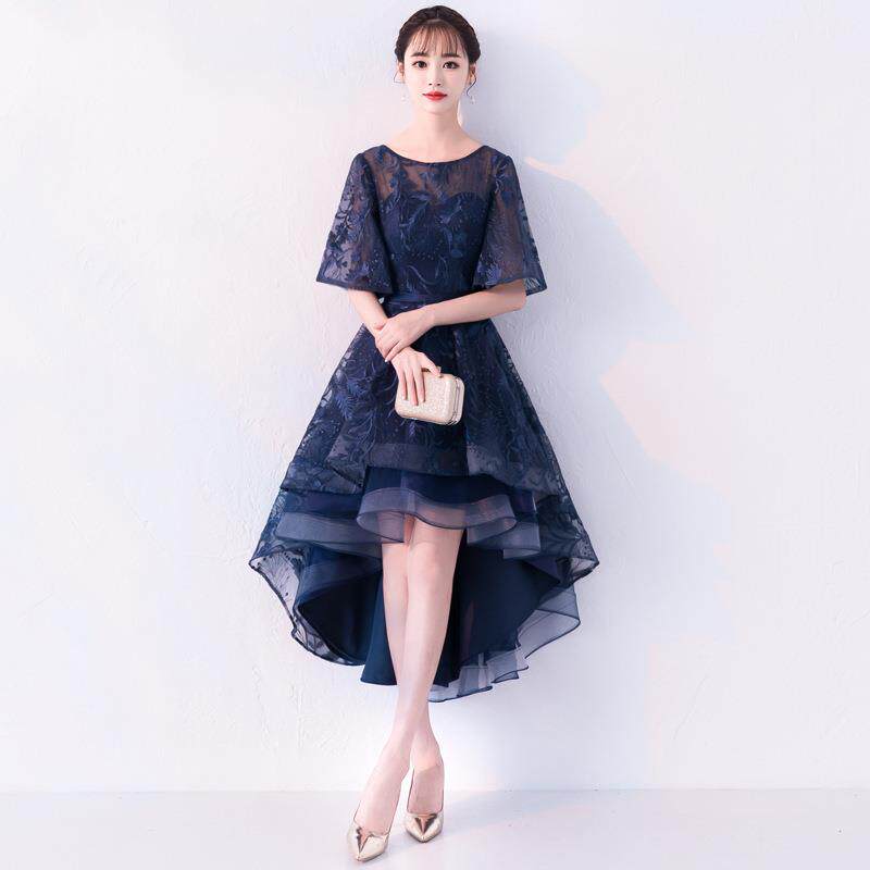 Banquet small evening gown 2020 new front short rear long gas field queen end Zhuang elegant name Yuanyuan Gathering women