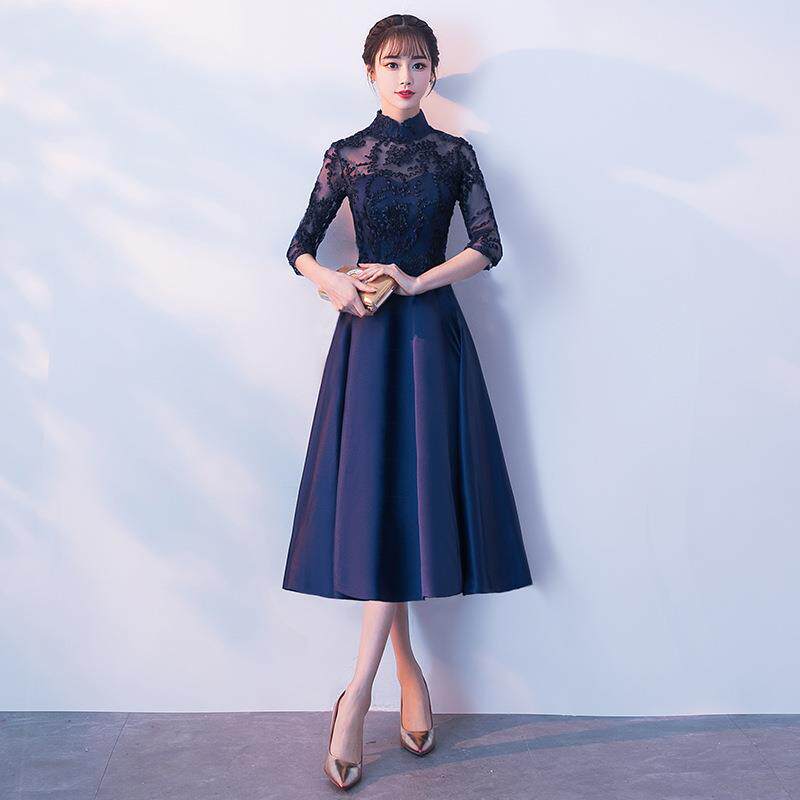 Gown 2021 new Duanzhuang Atmospheric Banquet Meet Elegant Host of the Elegant Presenter's Thin Evening Gown