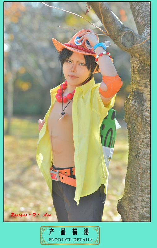 One Piece Fire Fist Ace Đi Biển Áo Sơ Mi Hoạt Hình Nhật Bản Cosplay Nam Hàng Sẵn Có