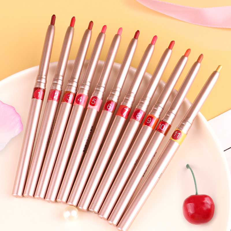 Automatic rotating lip liner lip liner female waterproof long-lasting non-stick cup out beginner lipstick hook line does not fade nude color