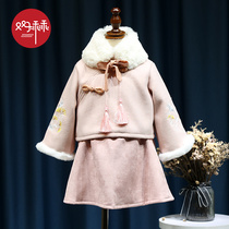 Girls plus velvet dress 2021 New sweater dress Winter Childrens skirt winter dress winter dress Princess dress