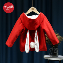 Girls tweed coat 2021 new autumn and winter jacket foreign girl winter woolen coat small children tide clothes
