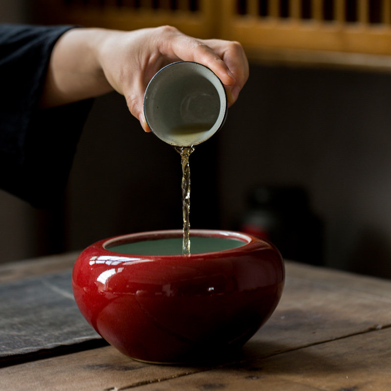 Jingdezhen hand sacrifice ceramic water tea wash high temperature color glazed bud kung fu tea ceramic accessories