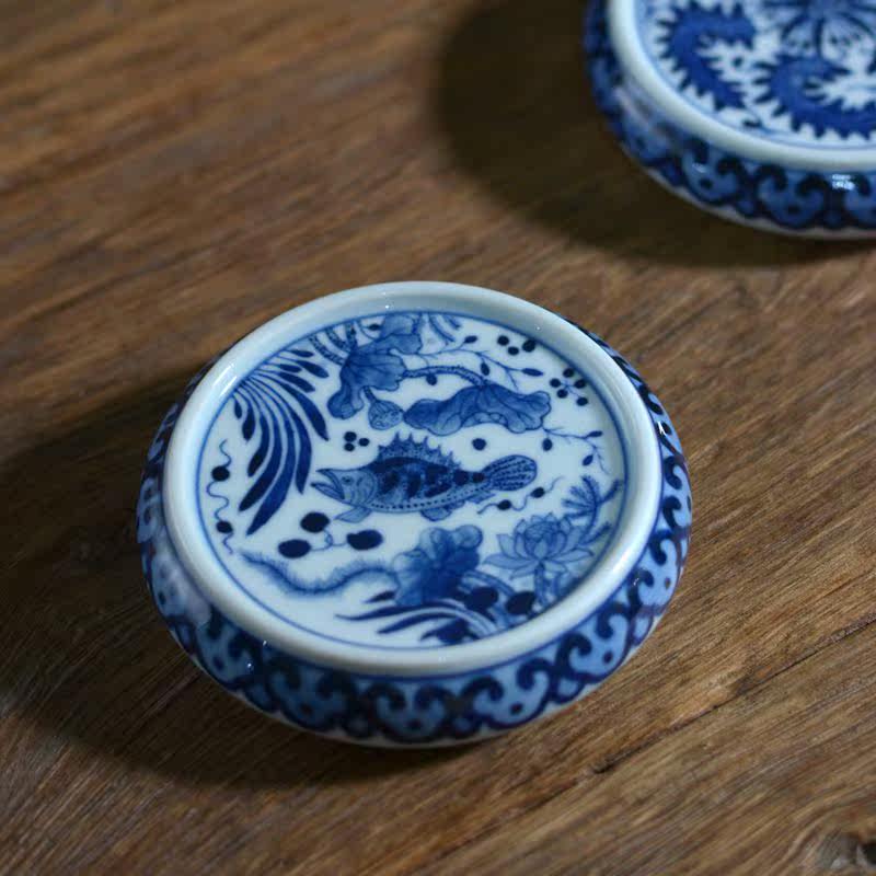 Jingdezhen Hand-painted Green Flower Fish Algae Grain cover Purple Sand Pot guay Gongfu Chutian Tea Trail accessories