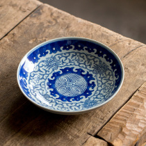 Jingdezhen hand-painted antique blue and white winding ceramic pot bearing dry bubble Chinese tea dish fruit plate homestay characteristics