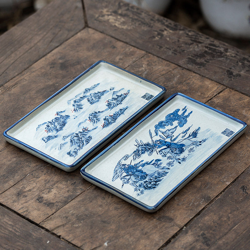 Jingdezhen antique figure Tao clay green flower pot bearing coarse pottery debatable glazed tea road accessories