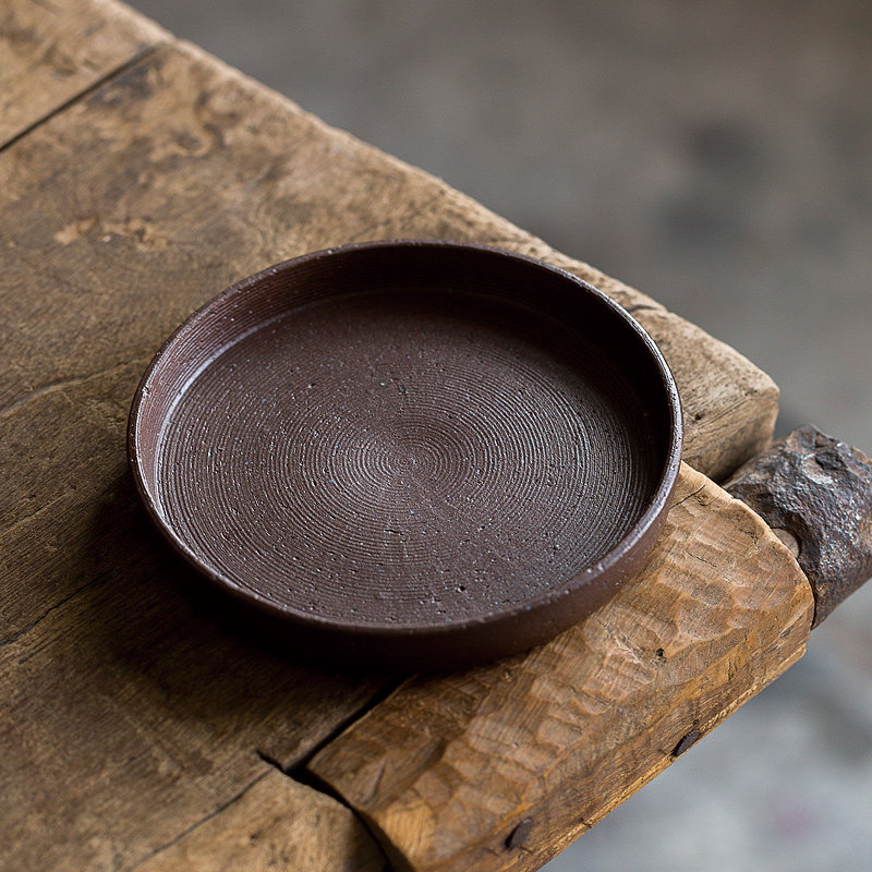 Day style handmade retro coarse pottery Clay Pot Bearing without glazed plain Tea Dish Kung Fu Tea Accessories Tea Accessories