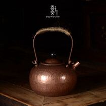 Japanese handmade retro red copper lifting beam pot small copper pot 450ML thick hammer brewing tea making tea