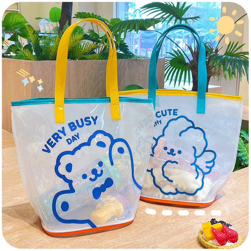 Mesh Swim Bag Dry Wet Separation Jelly Bag Mesh Yarn Beach Bag Cashier Bag Dual-use Waterproof Trumpet Light Student