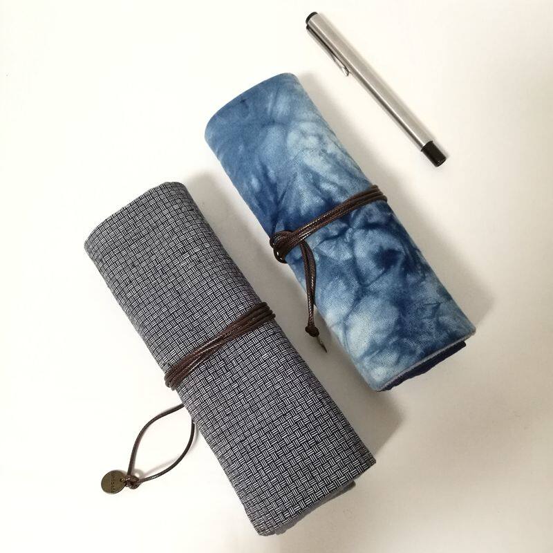 Chinese style retro roller blind pen bag pen pen curtain cloth art roll pen bag large capacity student portable stationery bag