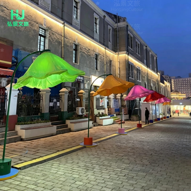Internet-Famous Voice-Activated Sensor Flower, School Stress-Relief Large Red Flower, Automatic Opening and Closing Flower, Outdoor Decorative Installation, Landscape Street Light