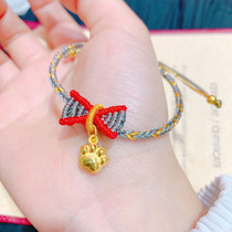 3D hard gold 999 full Gold Hard Gold cute cartoon gold necklace love cat claw pendant female cat bracelet jewelry