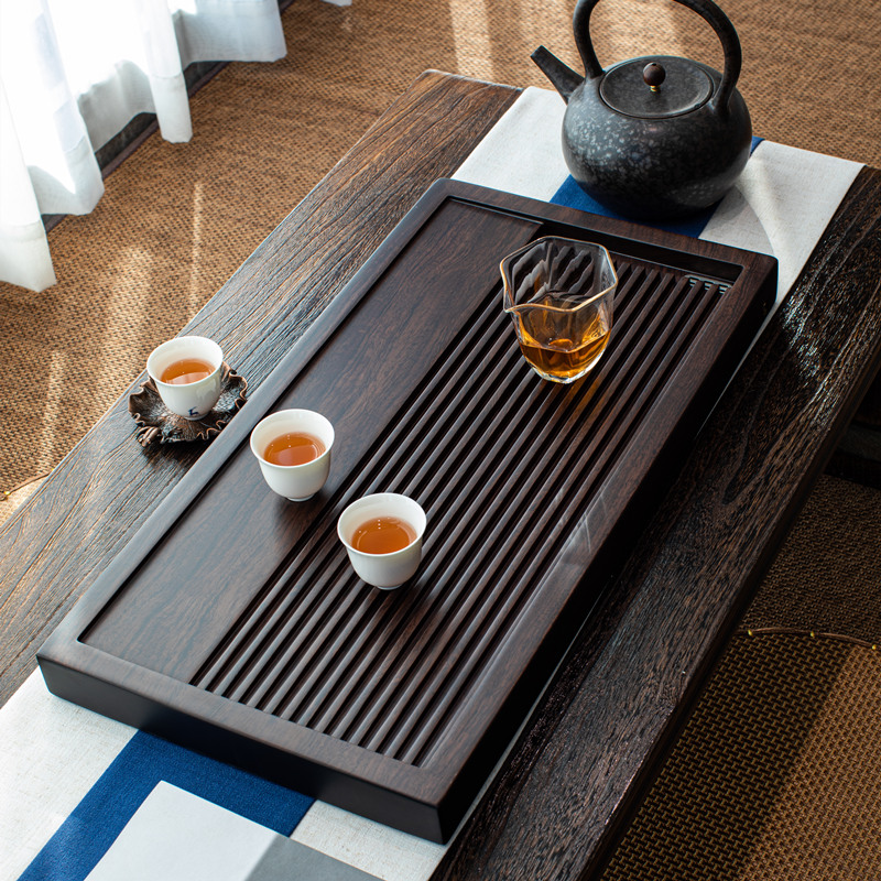 Small Bridge Flowing Water Black Sandalwood Tea Tray Solid Wood Care Home Light Lavish Modern Small Tea Sea Drainage Type Tea Table